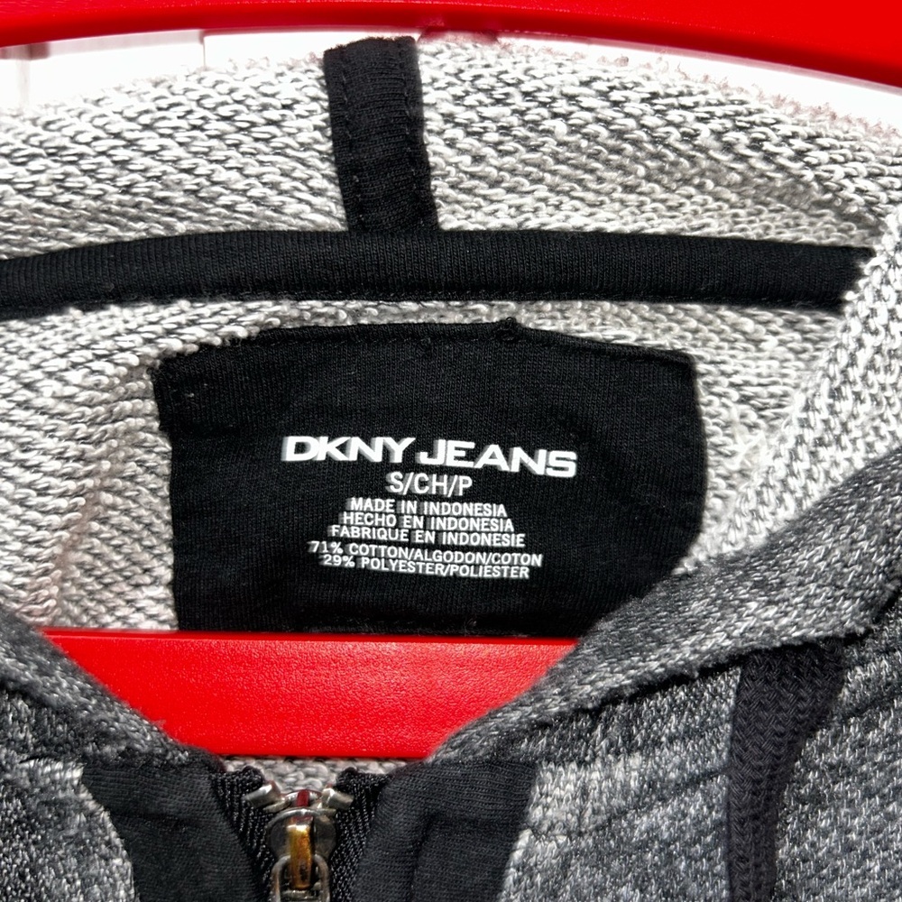 DKNY Men's Zip-Up Sweater in Gray and Black - Picture 3 of 3